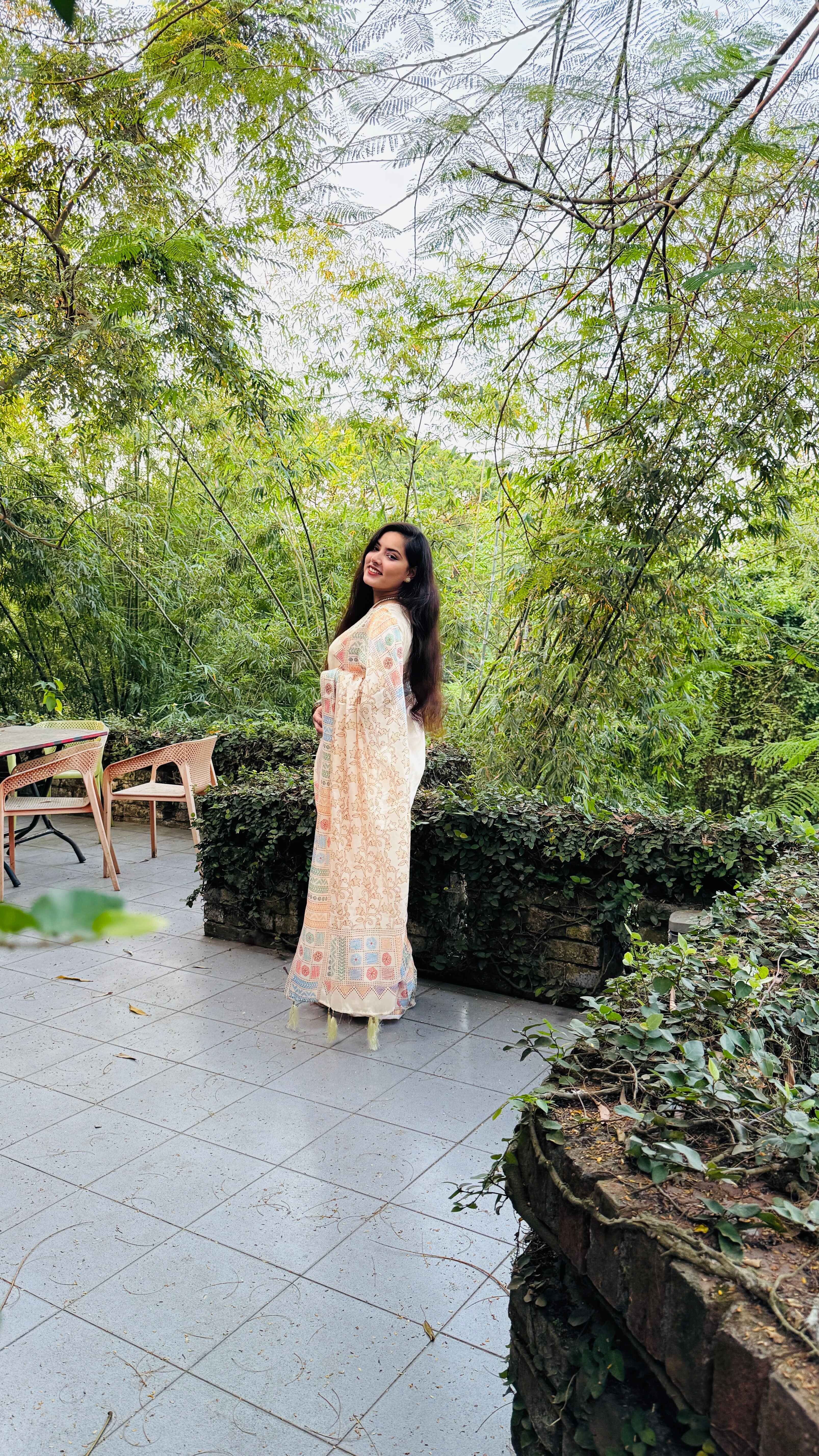 Japani Silk Saree Off White