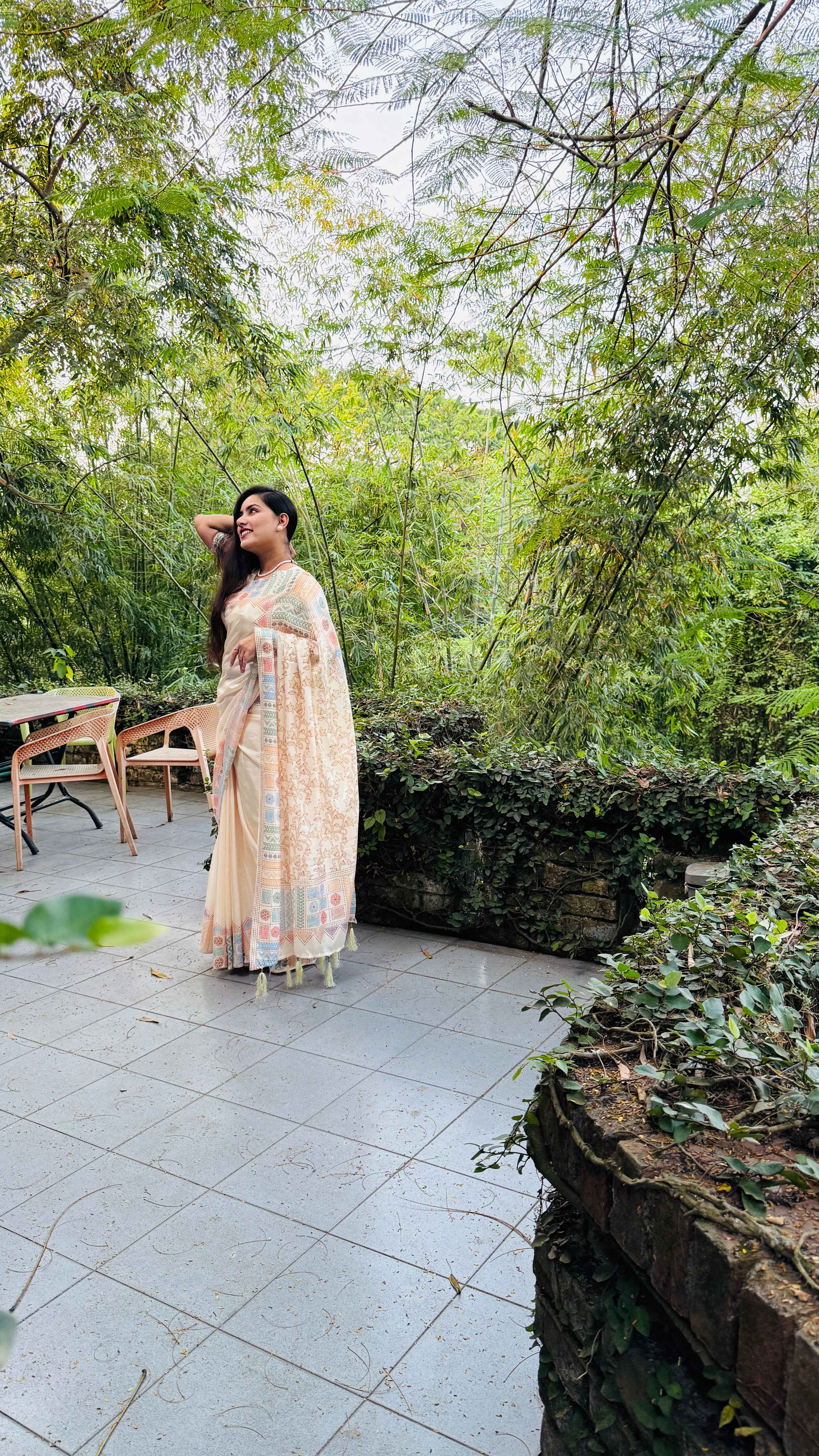 Japani Silk Saree Off White